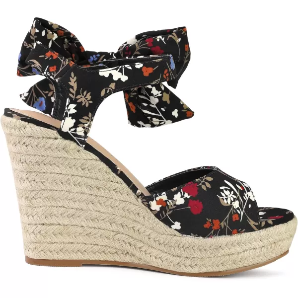 Allegra K Women's Platform Floral Printed Slingback Espadrille Wedge Sandals