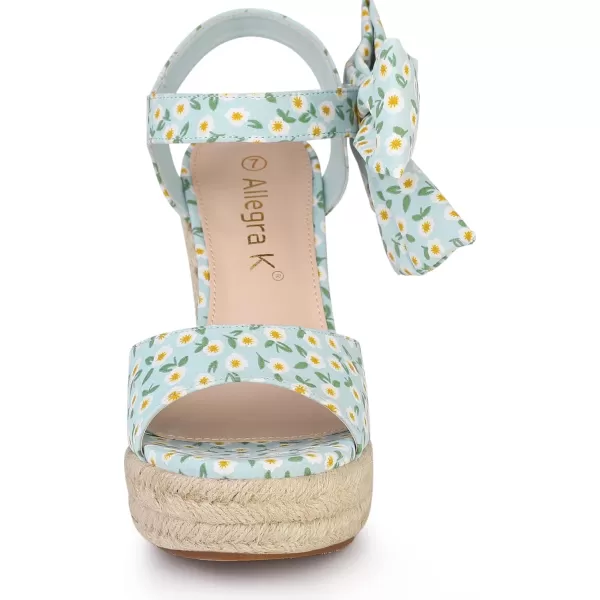 Allegra K Women's Platform Floral Printed Slingback Espadrille Wedge Sandals