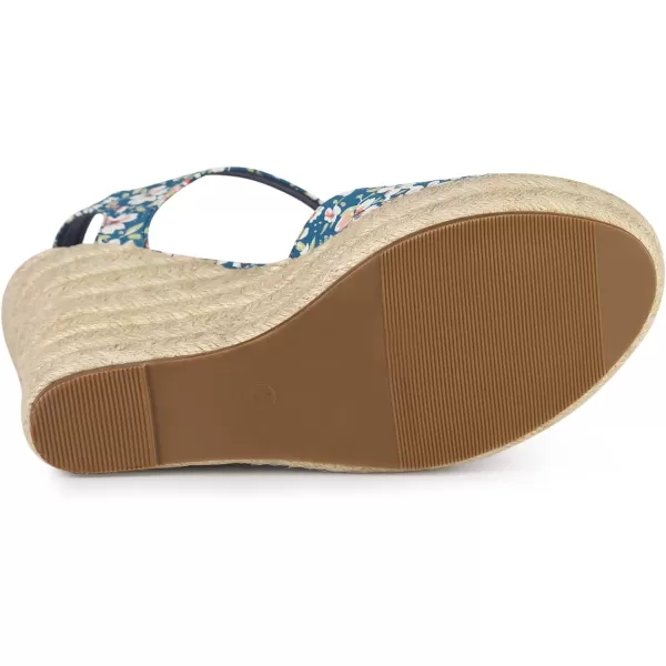 Allegra K Women's Platform Floral Printed Slingback Espadrille Wedge Sandals