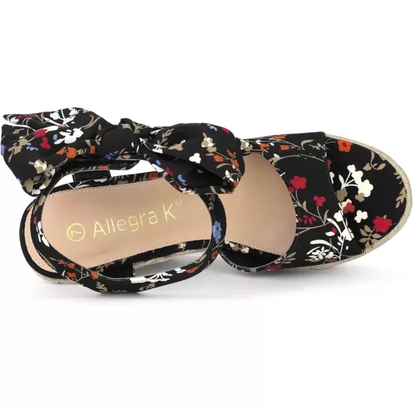 Allegra K Women's Platform Floral Printed Slingback Espadrille Wedge Sandals