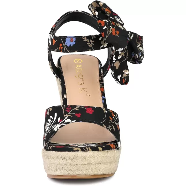 Allegra K Women's Platform Floral Printed Slingback Espadrille Wedge Sandals