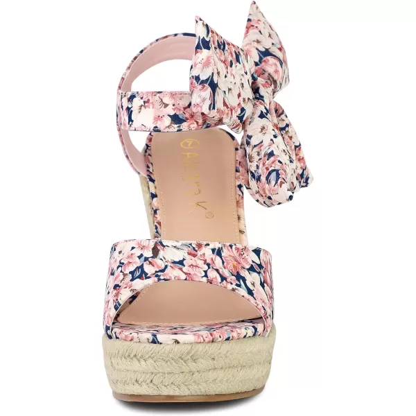 Allegra K Women's Platform Floral Printed Slingback Espadrille Wedge Sandals