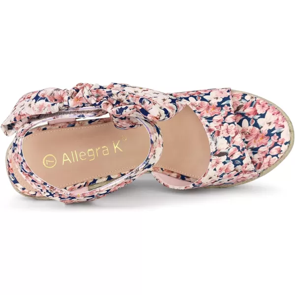 Allegra K Women's Platform Floral Printed Slingback Espadrille Wedge Sandals