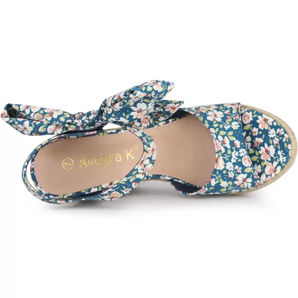 Allegra K Women's Platform Floral Printed Slingback Espadrille Wedge Sandals