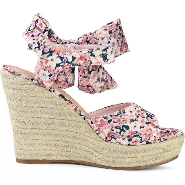 Allegra K Women's Platform Floral Printed Slingback Espadrille Wedge Sandals