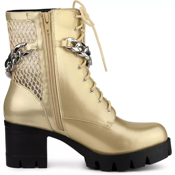 Allegra K Women's Platform Lace Up Mesh Lug Sole Chunky Heel Combat Boots