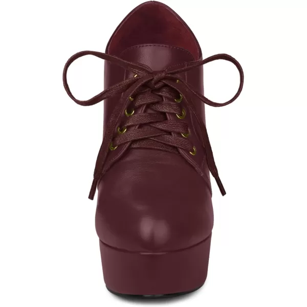 Allegra K Women's Platform Lace Up Round Toe Stiletto High Heel Ankle Booties