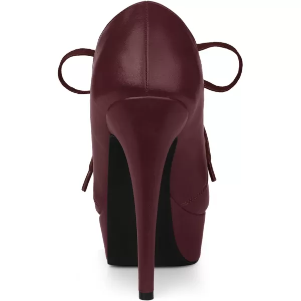 Allegra K Women's Platform Lace Up Round Toe Stiletto High Heel Ankle Booties