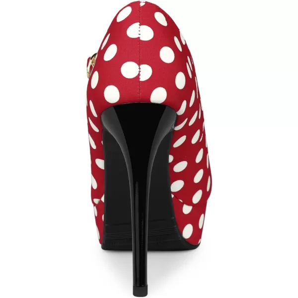 Allegra K Women's Platform Mary Jane Polka Dots Round Toe Stiletto High Heel Pumps