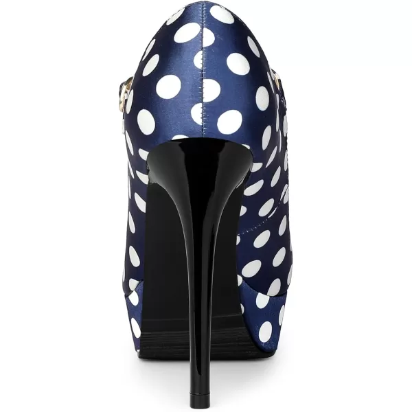 Allegra K Women's Platform Mary Jane Polka Dots Round Toe Stiletto High Heel Pumps