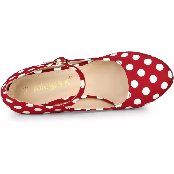 Allegra K Women's Platform Mary Jane Polka Dots Round Toe Stiletto High Heel Pumps