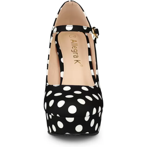 Allegra K Women's Platform Mary Jane Polka Dots Round Toe Stiletto High Heel Pumps