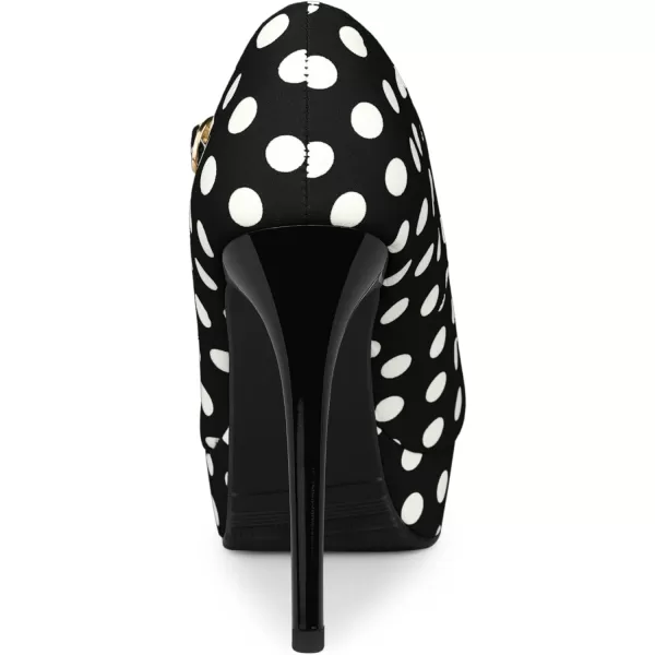 Allegra K Women's Platform Mary Jane Polka Dots Round Toe Stiletto High Heel Pumps