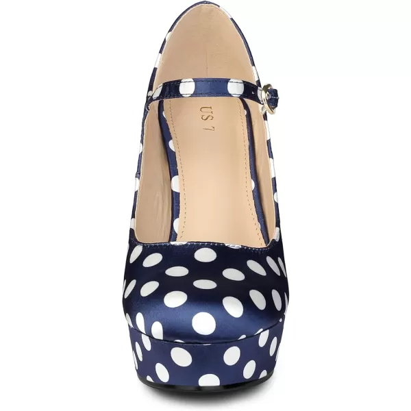 Allegra K Women's Platform Mary Jane Polka Dots Round Toe Stiletto High Heel Pumps