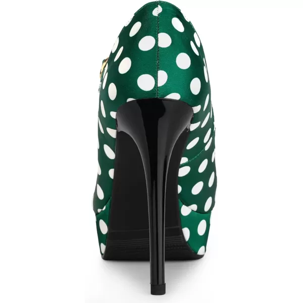 Allegra K Women's Platform Mary Jane Polka Dots Round Toe Stiletto High Heel Pumps