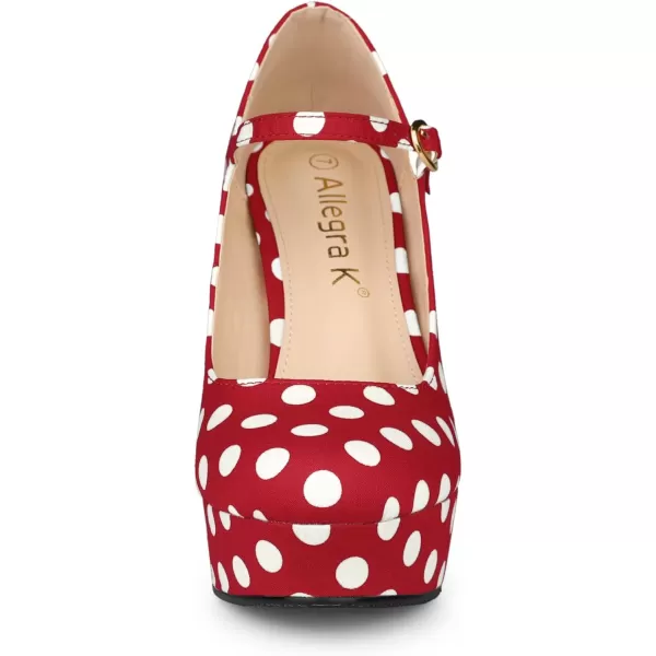 Allegra K Women's Platform Mary Jane Polka Dots Round Toe Stiletto High Heel Pumps