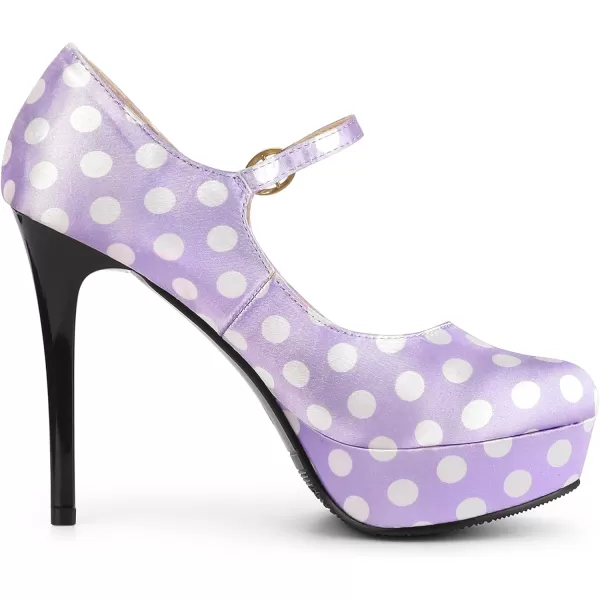 Allegra K Women's Platform Mary Jane Polka Dots Round Toe Stiletto High Heel Pumps