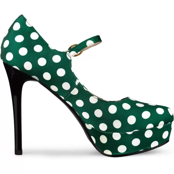 Allegra K Women's Platform Mary Jane Polka Dots Round Toe Stiletto High Heel Pumps