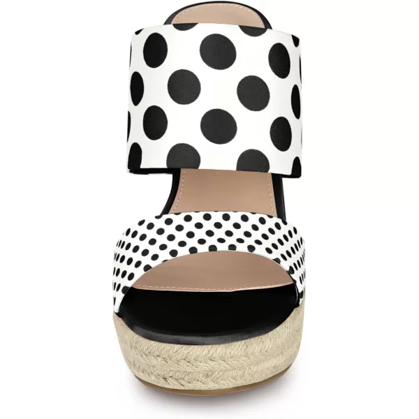 Allegra K Women's Platform Polka Dots Heel Espadrille Wedge Sandals