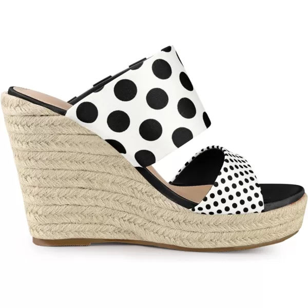 Allegra K Women's Platform Polka Dots Heel Espadrille Wedge Sandals