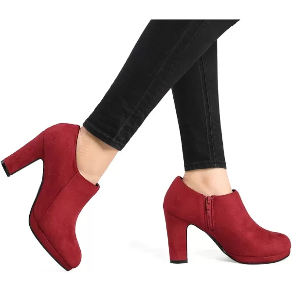 Allegra K Women's Platform Round Toe Chunky Heel Ankle Booties