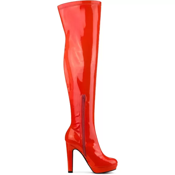 Allegra K Women's Platform Round Toe Chunky Heels Over The Knee High Boots