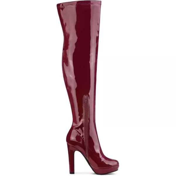 Allegra K Women's Platform Round Toe Chunky Heels Over The Knee High Boots