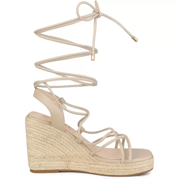 Allegra K Women's Platform Square Toe Lace Up Espadrilles Heels Wedge Sandals