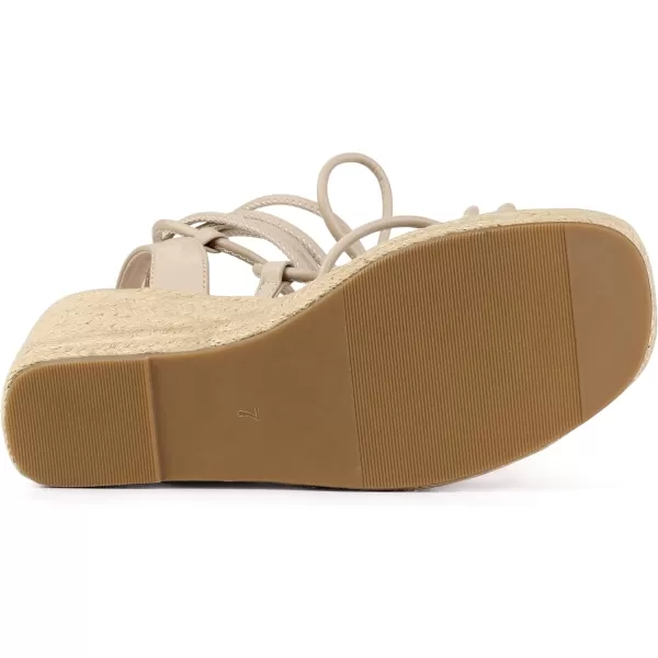 Allegra K Women's Platform Square Toe Lace Up Espadrilles Heels Wedge Sandals