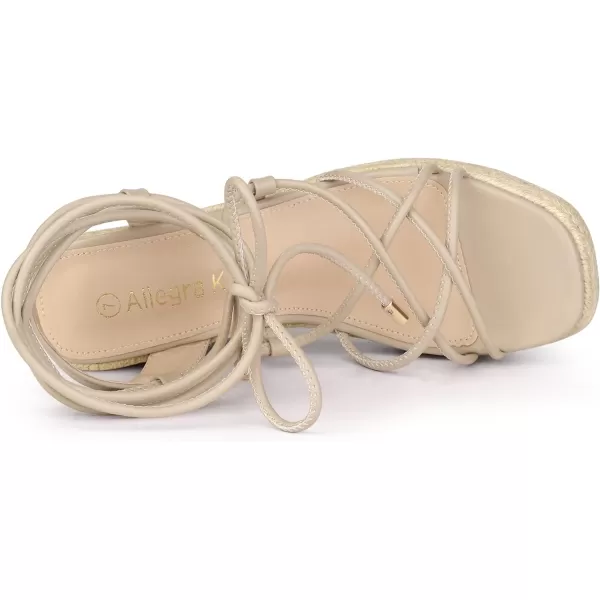 Allegra K Women's Platform Square Toe Lace Up Espadrilles Heels Wedge Sandals