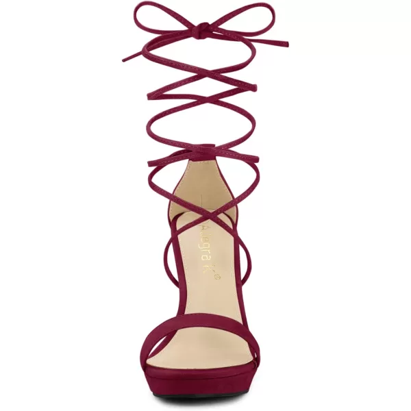 Allegra K Women's Platform Stiletto Heels Lace Up Sandals