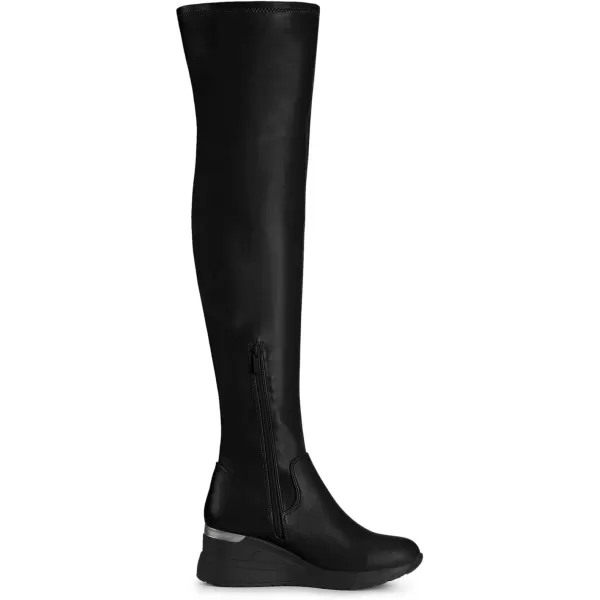 Allegra K Women's Platform Wedge Chunky Heels Over the Knee Thigh High Boots