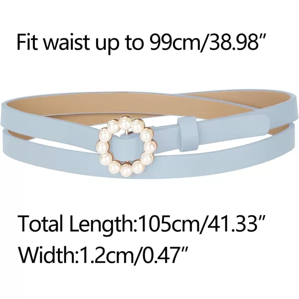 Allegra K Womens Plus Size Waist Belts Pearl Narrow Leather Adjustable Belt for Jeans Dresses Pants