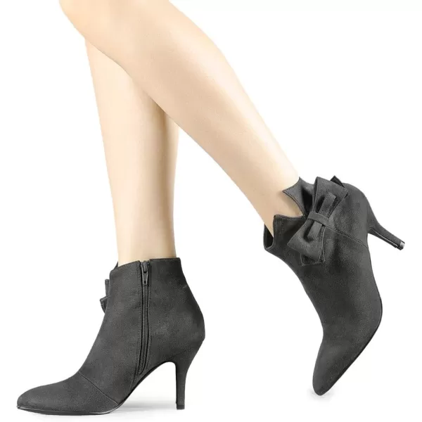 Allegra K Women's Point Toe Bow Stiletto Heel Ankle Boots