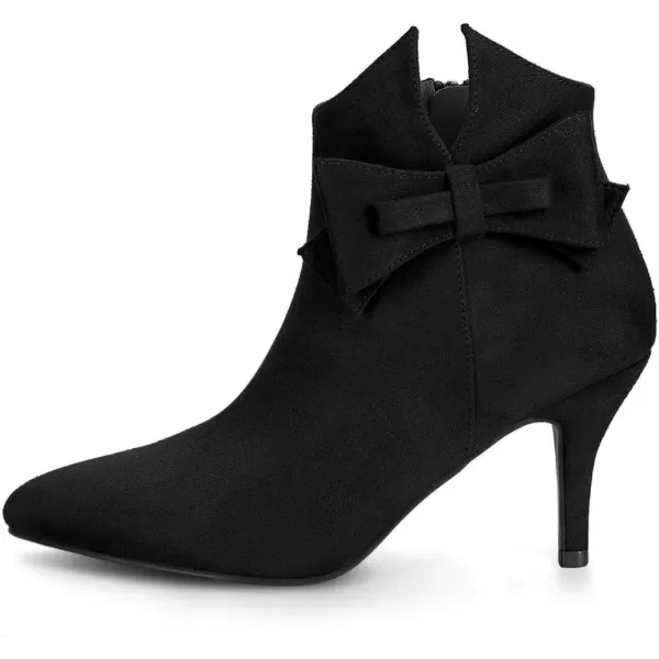 Allegra K Women's Point Toe Bow Stiletto Heel Ankle Boots