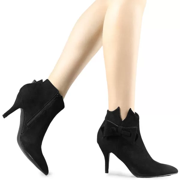 Allegra K Women's Point Toe Bow Stiletto Heel Ankle Boots