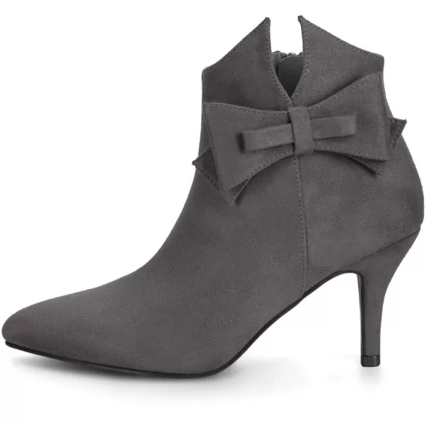 Allegra K Women's Point Toe Bow Stiletto Heel Ankle Boots