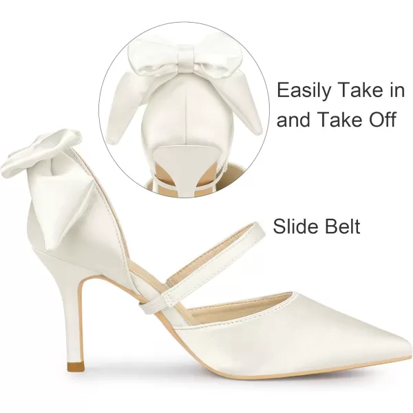 Allegra K Women's Pointed Toe Bow Satin Stiletto Heels Pumps