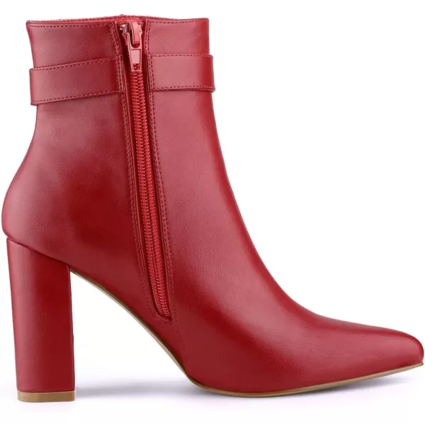 Allegra K Women's Pointed Toe Buckle Decor Heel Ankle Booties