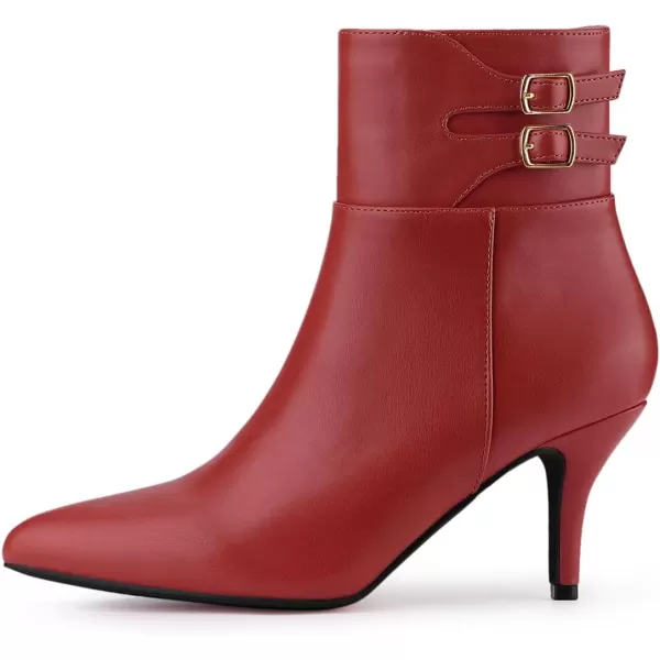 Allegra K Women's Pointed Toe Buckle Stiletto Heels Ankle Boots