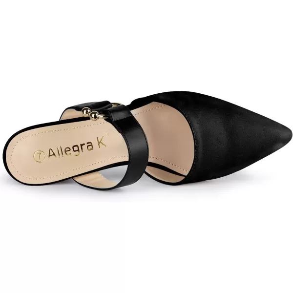 Allegra K Women's Pointed Toe Chunky Heel Dress Mules Pumps