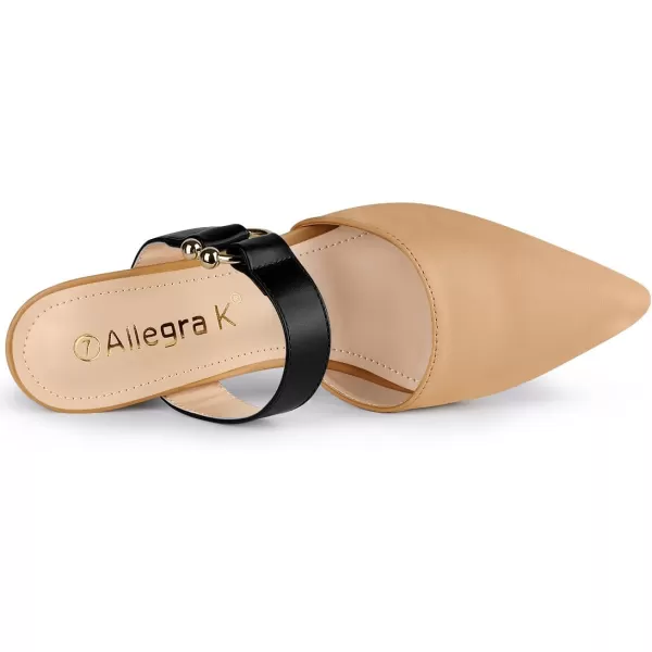 Allegra K Women's Pointed Toe Chunky Heel Dress Mules Pumps