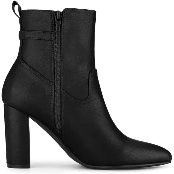 Allegra K Women's Pointed Toe Chunky High Heels Ankle Boots