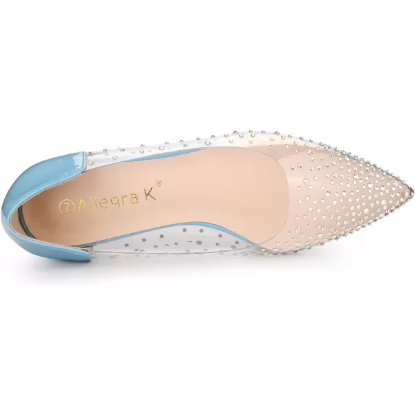 Allegra K Women's Pointed Toe Clear Rhinestone Ballet Flats