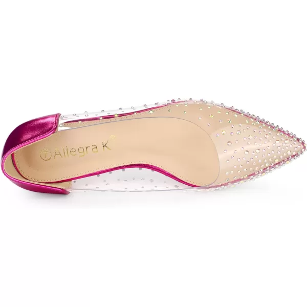 Allegra K Women's Pointed Toe Clear Rhinestone Ballet Flats