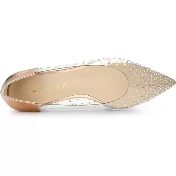 Allegra K Women's Pointed Toe Clear Rhinestone Ballet Flats