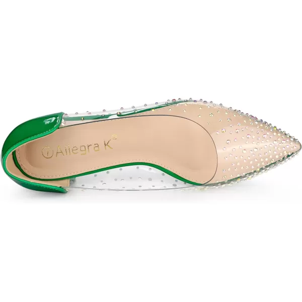 Allegra K Women's Pointed Toe Clear Rhinestone Ballet Flats