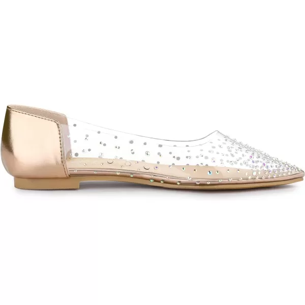 Allegra K Women's Pointed Toe Clear Rhinestone Ballet Flats