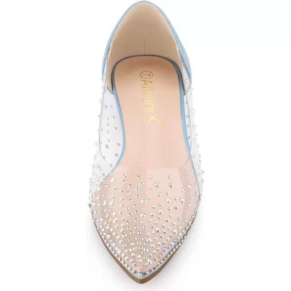 Allegra K Women's Pointed Toe Clear Rhinestone Ballet Flats