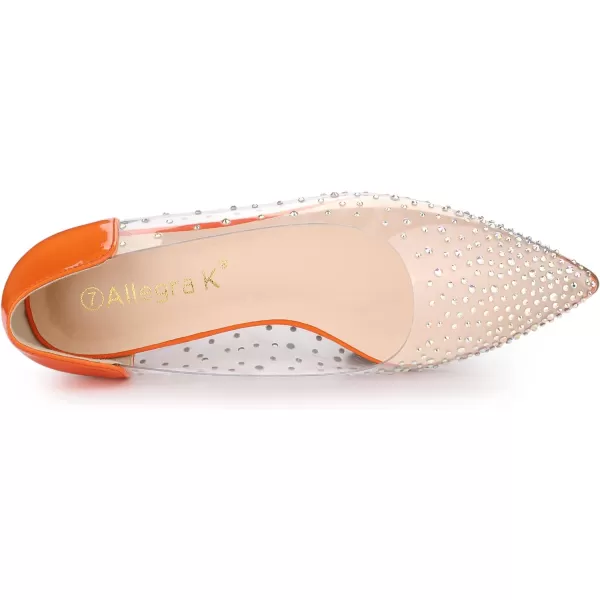 Allegra K Women's Pointed Toe Clear Rhinestone Ballet Flats